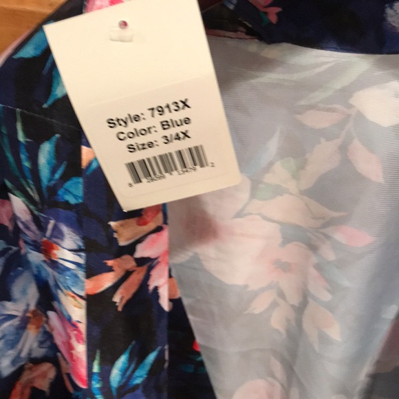 I Collection 3x-4x kimono floral print polyester - Picture 3 of 4